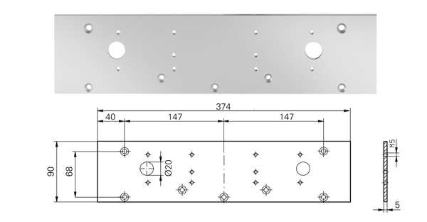 Adaptor profile for steel frame installation of FTS 63