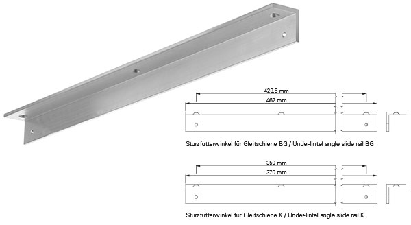 Under-lintel angle for slide rails